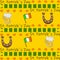 Set of traditional symbols for St. Patrick`s day on a yellow background