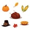 Set of traditional thanksgiving symbols