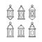 Set of traditional vintage arab lanterns. Isolated line icons, modern design. Vector illustrations for muslim holiday