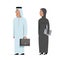 Set of traditionally clothed muslim arab businessmen character f