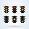 Set of traffic lights, railway. Simple vector modern icon design illustration