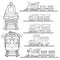 Set of Train cartoon , train travel with kids and friend coloring page for toddler vector