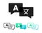 Set of translate icon. Two chat speech message bubbles with language translation.