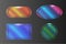 Set of transparent pearlescent banners of different shapes.