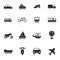 Set of transportation icons in simple glyph style