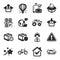 Set of Transportation icons, such as Get box, Tractor, Delivery timer symbols. Vector
