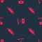 Set Trap hunting and Buying assault rifle on seamless pattern. Vector