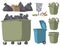 Set of trash cans. Various garbage containers. Illustration for internet and mobile website