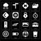 Set of Trash, Help, Stop, Photos, Server, Lock, Back, Skip, Cloud computing icons