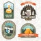 Set of travel inspirational quotes. Vector patch or sticker. Concept for shirt or logo, print, stamp. Vintage design