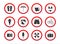 Set of travel prohibition icons, beach restriction signs, icon s