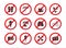 Set of travel prohibition icons, beach restriction signs, icon s