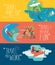 Set of traveling illustrations. Different types of travel.