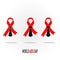 Set of tree flat red AIDS awareness ribbons in tie with different pattern