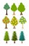 Set Tree icon fruit trees, conifers, forest trees. Vector illust