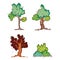 Set of trees doodles cartoons