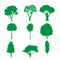 Set of Trees Glyph Vector Icons.