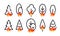 Set of trees icon with fire, stop bonfire in forest icons. Line simple style for infographic, logo design template