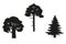 Set of trees silhouettes
