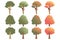Set of trees in various shapes, isolated on white background. Vector illustration, EPS 10.
