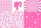 Set of Trendy Barbie Doll Elements. Vector Pink Cartoon Illustrations in Barbiecore Style. Girl Silhouette Sticker