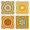 Set of trendy groovy flower power tiles backgrounds. Retro aesthetic hippie style floral objects.