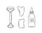 A set of trendy gua sha scrapers made of natural stone and cosmetic oil, roller massager for facial care. Vector illustration skin