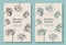 Set of trendy hand drawn palm leaves backgrounds. Tropical vector templates. Decorative greeting card, invitation or poster.