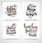 Set of trendy hipster Valentine Cards. Hand drawn vector backgrounds. Set of Valentine\'s calligraphics