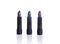 Set of trendy lipsticks in gray, green and purple colors