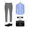 Set of trendy men\'s clothes with pants, shirt and accessories