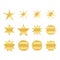 Set of trendy shapes of retro stars. sunburst design elements. The golden, brilliant ray of fireworks. Best for sale sticker,