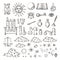Set of trendy vector alchemy symbols collection on white background.