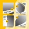 Set of trendy yellow abstract culinary social media post promotion menu layout template, special offer price, tasty food display