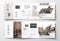 Set of tri-fold brochures, square design templates. Polygonal background, blurred image, urban landscape, modern stylish