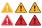 Set of triangle caution icons. Caution sign. Vector illustration