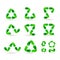Set of triangle green arrows. Triangle shape Recycling. Clear planet concept. Motion logo organic element. Environmental icon.