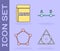 Set Triangle math, Book with word mathematics, Geometric figure Pentagonal prism and Graph, schedule, chart, diagram
