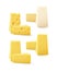 Set of Triangular Pieces Various Kind Cheese Swiss