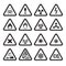 Set of Triangular Warning Hazard Signs black