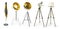 Set of Tripod Light projector isolated on white with clipping path included,