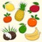 Set of Tropical and Citrus Fruit Stickers