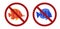 Set of tropical fish in the prohibition sign. Fishing ban. Danger of allergies. Vector icon