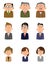 Set of troubled faces of people working in the office, various ages, genders
