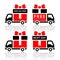 Set of truck red icons - free delivery