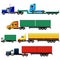 Set of trucks with trailers, vector illustration