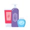 Set of tubes and vials cosmetics. Everything for beauty and skin care. Cosmetic bottles. Cream, gel, tube, soap. Products for