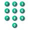 Set turquoise number button icon with shadow