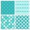 Set of turquoise vector water drops seamless patterns
