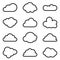 Set of twelve different vector shapes of clouds